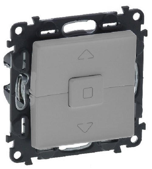 Выключатель Legrand Valena Life, одноклавишный, без подсветки, 10А, внутренняя, 71х71 мм (ВхШ), цвет: алюминий, для жалюзи и рольставней (752629)