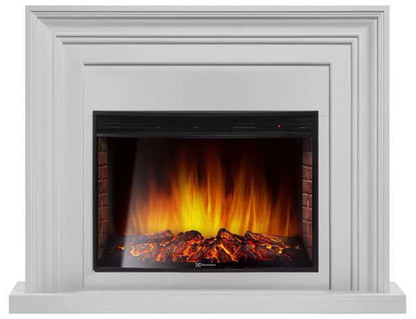 Электрокамин с широким очагом 2D Electrolux EFP/P-2720RLS с порталом Firelight Stretto 25 белый