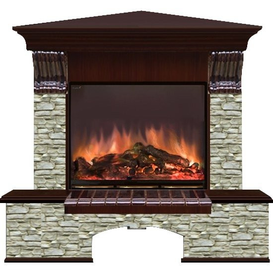 Электрокамин с широким очагом 2D Glenrich Бостон угловой (Arte 23) камень-Грот однотонный/цвет-Дуб 46
