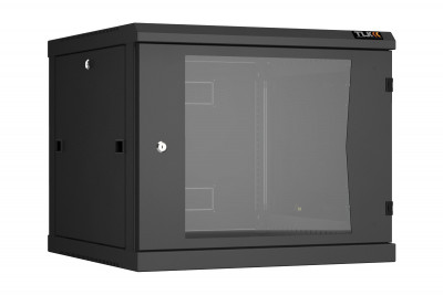 Шкаф телекоммуникационный настенный TLK Classic II, 19", 9U, 503х600х600 мм (ВхШхГ), дверь: стекло, боковая панель: сплошная съемная, разборный, цвет: чёрный