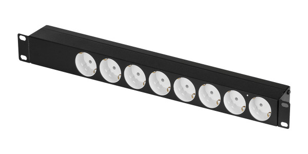 Блок силовых розеток TLK, 19", неуправляемый, Shuko х 8, вход IEC 60320 C14, для шкафов и стоек, 1U, 45х485х50 мм (ВхШхГ), 10А, чёрный