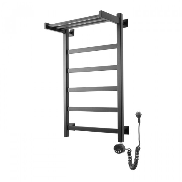 Электрический полотенцесушитель Domoterm Квадро Плюс с полкой П6 500х800 ER черный