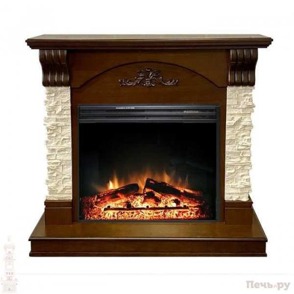 Электрокамин с широким очагом 2D Royal Flame Prague сланец бежевый с очагом Jupiter N