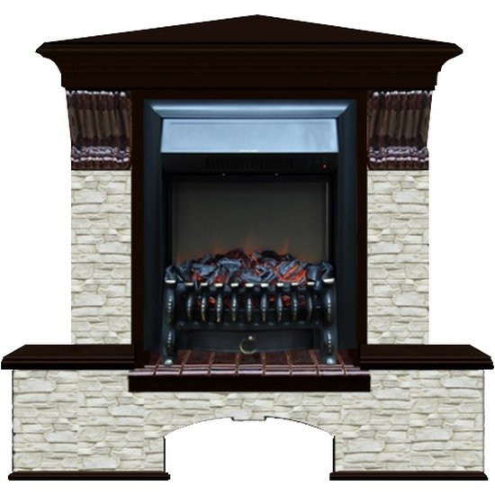 Электрокамин с классическим очагом 2D Glenrich Бостон К угловой (Fobos BL,BR) камень-Грот однотонный/цвет-Венге