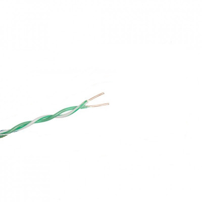 Кабель витая пара TWT, U/UTP, 1 пар., кат. , проводник Ø 0,51мм, AWG24, PVC, 100МГц, 1м (бухта 500м), тип прокладки: внутри зданий, цвет: зелёный