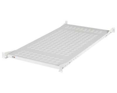 Полка TLK, перфорированная, стационарная, 1U, 44,45х860 мм (ВхГ), нагрузка до 150 кг, для напольного шкафа, с комплектом крепежа, цвет: серый