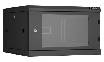 Шкаф телекоммуникационный настенный TLK Classic II, 19", 6U, 370х600х600 мм (ВхШхГ), дверь: стекло, боковая панель: сплошная съемная, разборный, цвет: чёрный