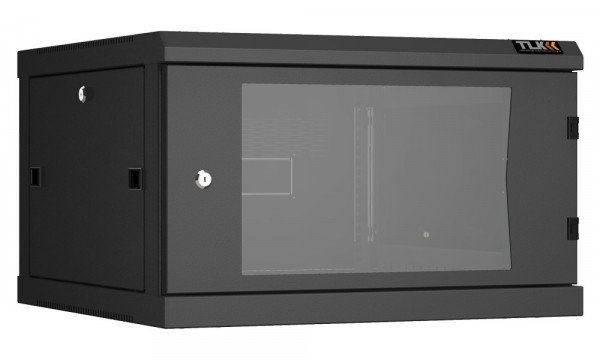 Шкаф телекоммуникационный настенный TLK Classic II, 19", 6U, 370х600х600 мм (ВхШхГ), дверь: стекло, боковая панель: сплошная съемная, разборный, цвет: чёрный