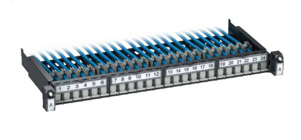 Коммутационная патч-панель наборная Schneider Electric Actassi, 19", 1HU, портов: 24хRJ45, кат. 6, экр., с задним кабельным организатором (без модулей), цвет: серый, (VDIG112241F)