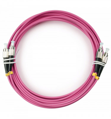 Коммутационный шнур оптический Cabeus Tight Buffer, Duplex FC/FC (UPC/UPC), OM4 50/125, LSZH, Ø 3мм, 5м, цвет: маджента, (FOP-50-OM4-FC-FC-5m)