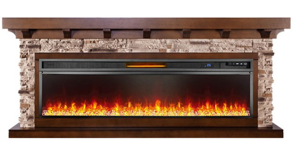 Линейный электрокамин Royal Flame Chalet 60 (темный дуб) с очагом Vision 60 LED