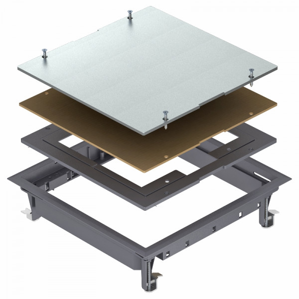 Люк напольный BETTERMANN ZES9, пластик, ревизионный, 65х264 мм (ВхШ), модулей: 9, в фальш-пол, цвет: серый