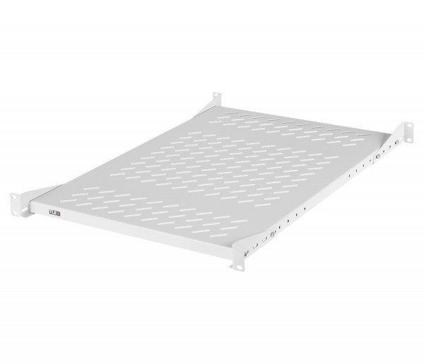 Полка TLK, перфорированная, стационарная, 1U, 44,45х660 мм (ВхГ), нагрузка до 150 кг, для напольного шкафа, с комплектом крепежа, цвет: серый