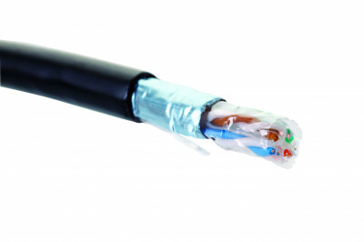 Кабель витая пара Eurolan, F/UTP, 4 пар., кат. 6, проводник Ø 0,57мм, AWG23, нг(А)-HF, 1м (коробка 305м), тип прокладки: универсальный, цвет: чёрный