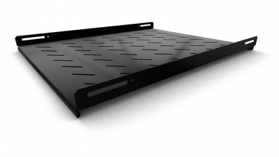 Полка Hyperline TSH3L, перфорированная, стационарная, 1U, 485х650 мм (ШхГ), нагрузка до 20 кг, для шкафов, цвет: чёрный