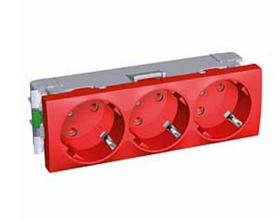Розетка электрическая Schneider Electric Altira, 3x2к+З, 16А, 135x45, шторки защитные, цвет: красный