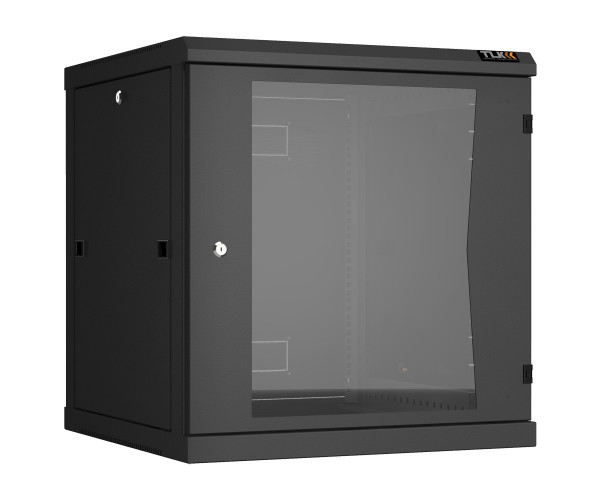 Шкаф телекоммуникационный настенный TLK Classic II, 19", 12U, 636х600х600 мм (ВхШхГ), дверь: стекло, боковая панель: сплошная съемная, разборный, цвет: чёрный