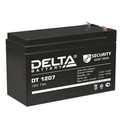 Аккумулятор для ИБП Delta Battery DT, 102х65х151 мм (ВхШхГ),  Необслуживаемый свинцово-кислотный,  12V/7 Ач, цвет: чёрный, (DT 1207)
