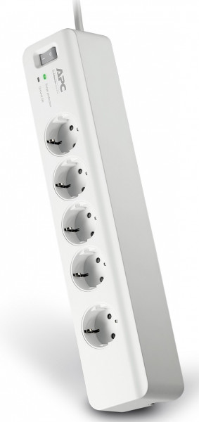 Блок силовых розеток APC, вертикальный, неуправляемый, Shuko х 5, вход Schuko, шнур 1,83 м, 56х370х73 мм (ВхШхГ), 10А, выключатель, белый