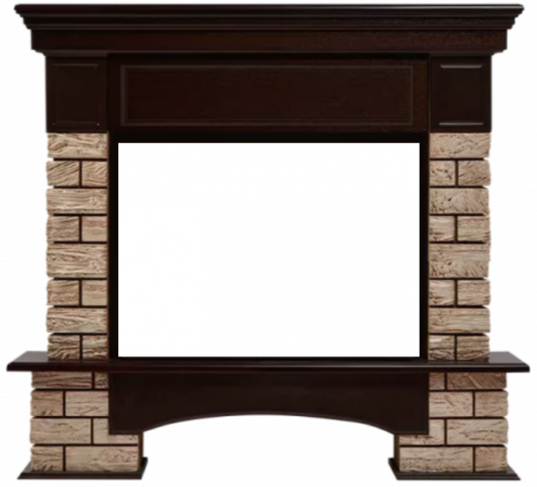 Широкий портал Firelight Bricks Wood 25 камень корич., шпон тем. дуб