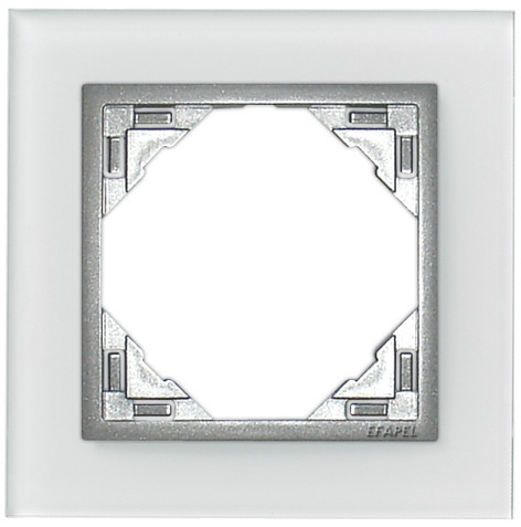 Рамка Efapel Logus90, 1 пост, плоская, универсальная, цвет: стекло/алюминий, линейка "Стекло" (90910 TCA)