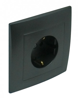 Розетка электрическая Efapel Logus90, 2к+З, 16А, Schuko, шторки защитные, цвет: чёрный