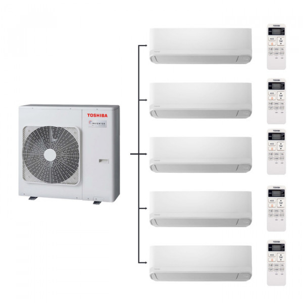 Внешний блок мульти сплит-системы на 5 комнат Toshiba RAS-5M34U2AVG-E/RAS-B07J2KVG-E*5шт