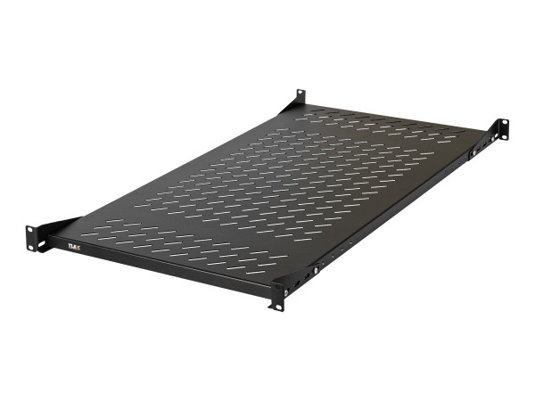Полка TLK, перфорированная, стационарная, 1U, 44,45х860 мм (ВхГ), нагрузка до 150 кг, для напольного шкафа, с комплектом крепежа, цвет: чёрный