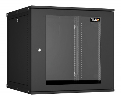 Шкаф телекоммуникационный настенный TLK Lite, 19", 12U, 569х600х600 мм (ВхШхГ), дверь: стекло, боковая панель: сплошная съемная, разборный, цвет: чёрный