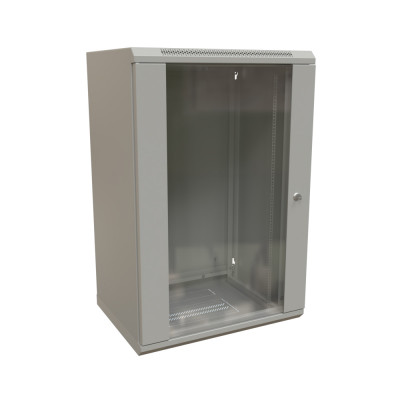 Шкаф телекоммуникационный настенный WRline TW, 19", 22U, 1000х600х450 мм (ВхШхГ), дверь: стекло, боковая панель: сплошная несъемная, разборный, цвет: серый