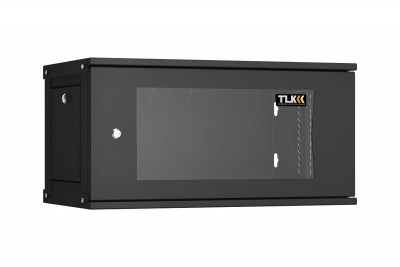 Шкаф телекоммуникационный настенный TLK Lite, 19", 6U, 303х600х350 мм (ВхШхГ), дверь: стекло, боковая панель: сплошная съемная, разборный, цвет: чёрный