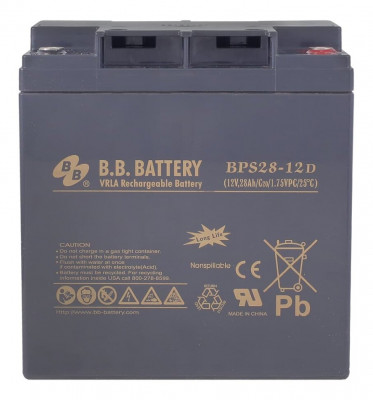 Аккумулятор для ИБП B.B.Battery BPS, 175х125х165 мм (ВхШхГ),  необслуживаемый электролитный,  12V/28 Ач, (BB.BPS28-12D)