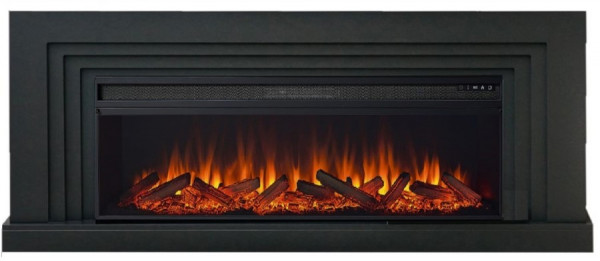 Линейный электрокамин Elekam Delta графит грей с черным с очагом Pulsar 60