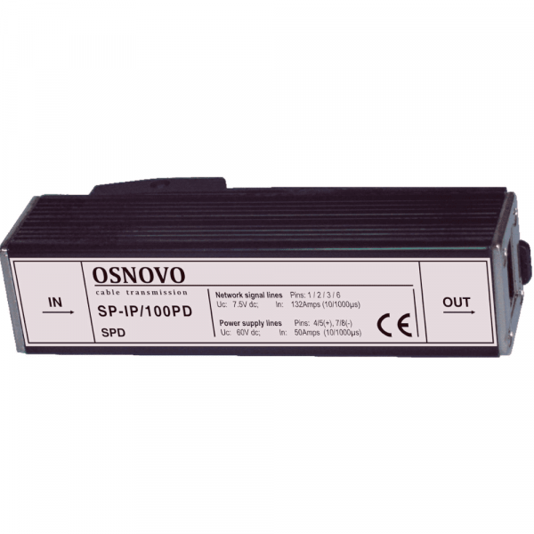 Грозозащита OSNOVO, портов: 1, RJ45, PoE, (SP-IP/100PD)