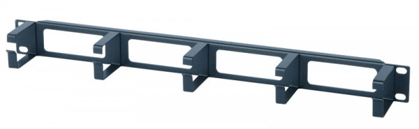 Организатор коммутационных шнуров Hyperline CM, 19", 1HU, 44х482,6 мм (ВхШ), кольцевого типа, с отверстиями, 5 колец, цвет: чёрный, (кольца из пластика)