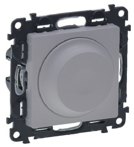 Светорегулятор Legrand Valena Life, с поворотной ручкой, без подсветки, внутренняя, 71х71 мм (ВхШ), цвет: алюминий, без нейтрали (752660)