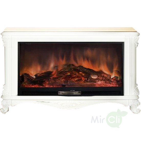 Электрокамин с широким очагом 2D Glenrich Версаль с царгой (Premier S86) Мрамор белый