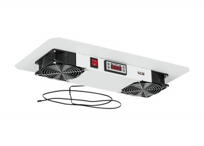 Вентиляторный модуль TLK, термостат, 220V, 57х490х255 мм (ВхШхГ), вентиляторов: 2, 48 дБ, поток: 330 м3/ч, для настенных шкафов, цвет: серый