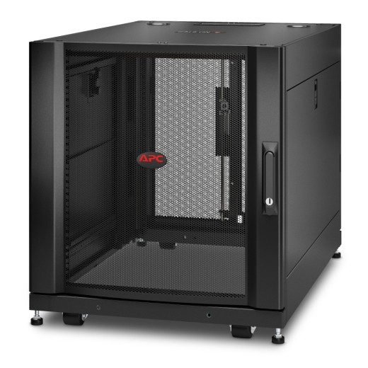 Шкаф серверный напольный APC NetShelter SX, IP20, 12U, 658х600х1070 мм (ВхШхГ), дверь: перфорация, задняя дверь: перфорация, боковая панель: сплошная съемная, разборный, цвет: чёрный, (AR3103)