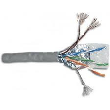 Кабель витая пара TWT, F/UTP, 4 пар., кат. 5е, проводник Ø 0,5мм, AWG24, PVC, 100МГц, 1м (бухта 305м), тип прокладки: внутри зданий, цвет: серый