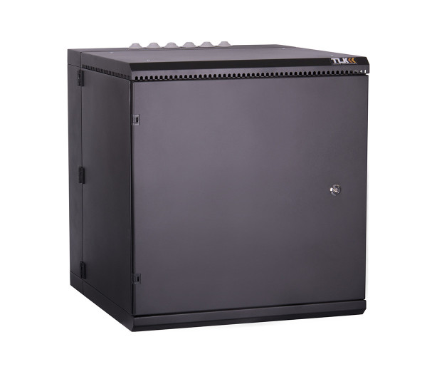 Шкаф телекоммуникационный настенный TLK Indystry, 19", 15U, 771х600х600 мм (ВхШхГ), дверь: металл, с поворотной рамой, цвет: чёрный