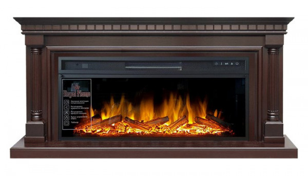 Линейный электрокамин Royal Flame Dallas (темный дуб) с очагом Vision 42 LOG LED