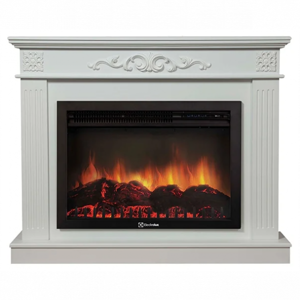 Электрокамин с широким очагом 2D Electrolux EFP/P-2520LS с порталом Firelight Noce 25 белый