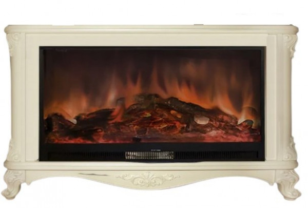 Электрокамин с широким очагом 2D Glenrich Версаль с царгой (Premier S86) Крем