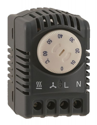 Термостат SILART TSM, 30Вт, на DIN-рейку, для шкафов, 250V, чёрный, механический