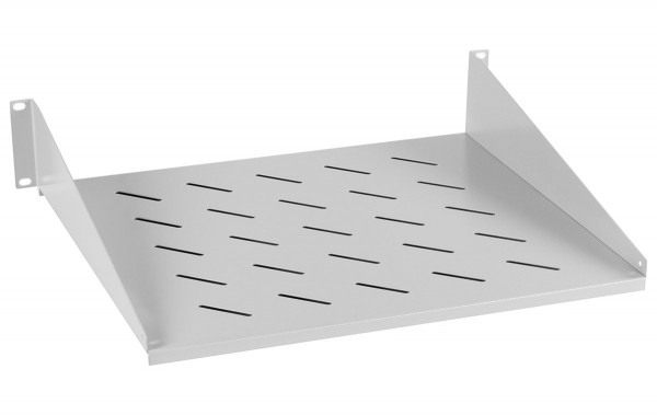 Полка Cabeus, перфорированная, консольная, 2U, 400 мм Г, нагрузка до 25 кг, для шкафов и стоек, цвет: серый