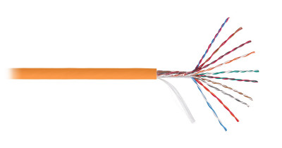 Кабель витая пара Nikolan, U/UTP, 10 пар., кат. 5, проводник Ø 0,5мм, AWG24, LSZH (нг(A)-HF), 100МГц, 1м (барабан 500м), тип прокладки: универсальный, цвет: оранжевый
