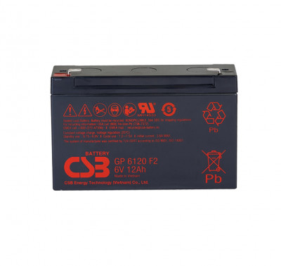 Аккумулятор для ИБП CSB Battery GP, 94,3х50х151 мм (ВхШхГ),  необслуживаемый свинцово-кислотный,  6V/3,6 Ач, (GP 6120)