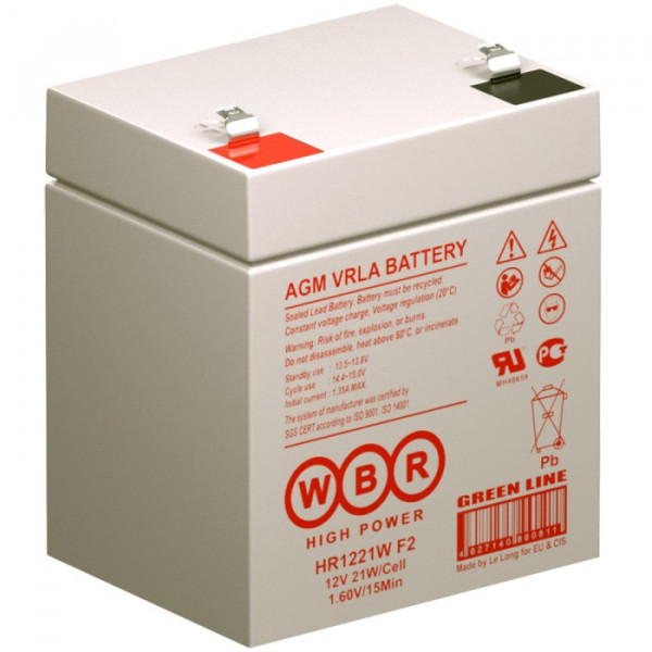 Аккумулятор для ИБП WBR HR, 107х70х90 мм (ВхШхГ),  необслуживаемый свинцово-кислотный,  12V/, (HR 1221W F2 WBR)