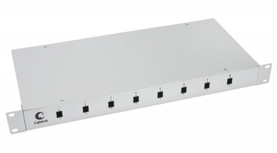 Бокс оптический Cabeus, портов: 8, SC/LC (duplex), 16 хОВ, 1U, 44х485х200 мм (ВхШхГ), цвет: серый, (FO-19-8SC)